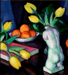 Yellow Tulips and Statuette